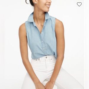 J.Crew Petite Chambray Sleeveless Button Up - Size M - NWT